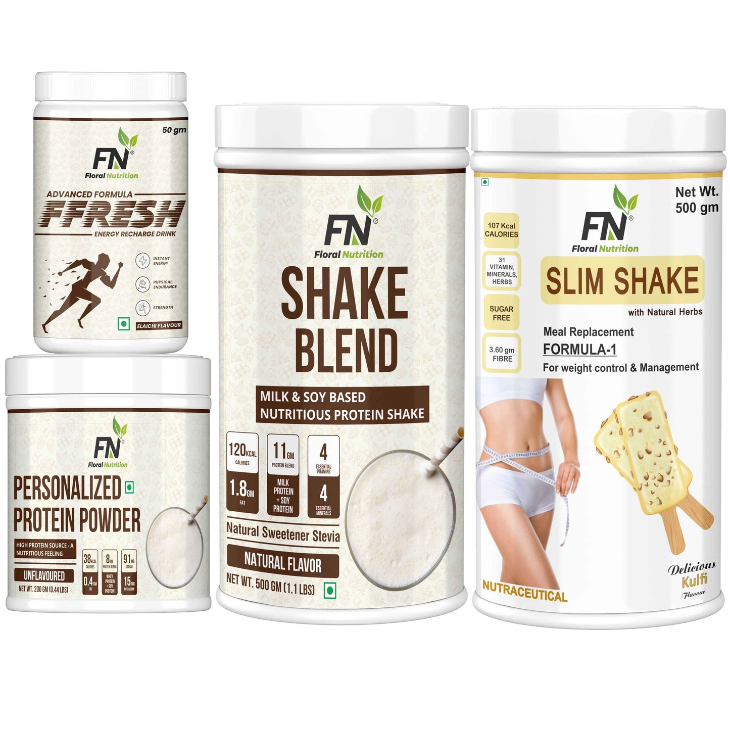 Floral Nutrition Weight Loss Combo Formula 1 + Personalized Protein  Protein Shake  (1250 g, Kulfi, Elachi, Unflavored, Natural)