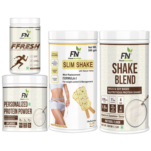 Floral Nutrition Weight Loss Combo Formula 1 Shake, Protein Powder, FFresh Lemon, Shake Blend Nutrition Drink  (4x312.5 g, Kulfi, Lemon, Unflavored, Natural Flavored)