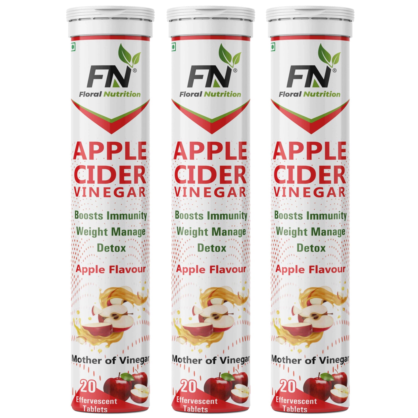 Floral Nutrition Apple Cider Vinegar Effervescent Tablets, Vitamin C, Pomegranate, Antioxidant  (60 Tablets)