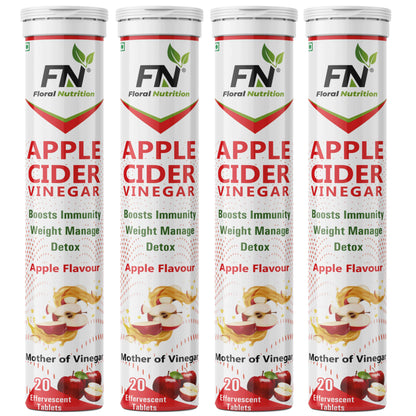 Floral Nutrition Apple Cider Vinegar Effervescent Tablets, Vitamin C, Pomegranate, Antioxidant  (80 Tablets)