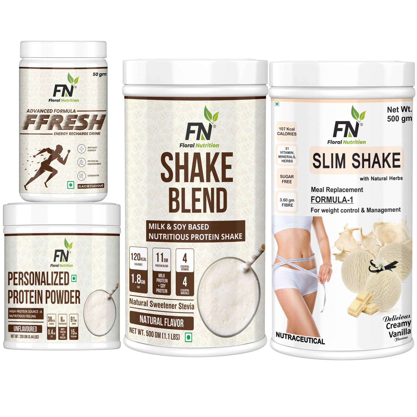 Floral Nutrition Weight Loss Combo Formula 1 + Personalized Protein  Protein Shake  (1250 g, Vanilla, Elaichi, Unflavored, Natural)