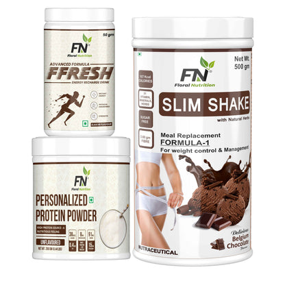 Floral Nutrition Weight Loss Combo Pack Formula 1, Personalized Protein 200gm, FFresh Elaichi 50g Protein Shake  (750 g, Chocolate, Unflavoured, Elaichi)