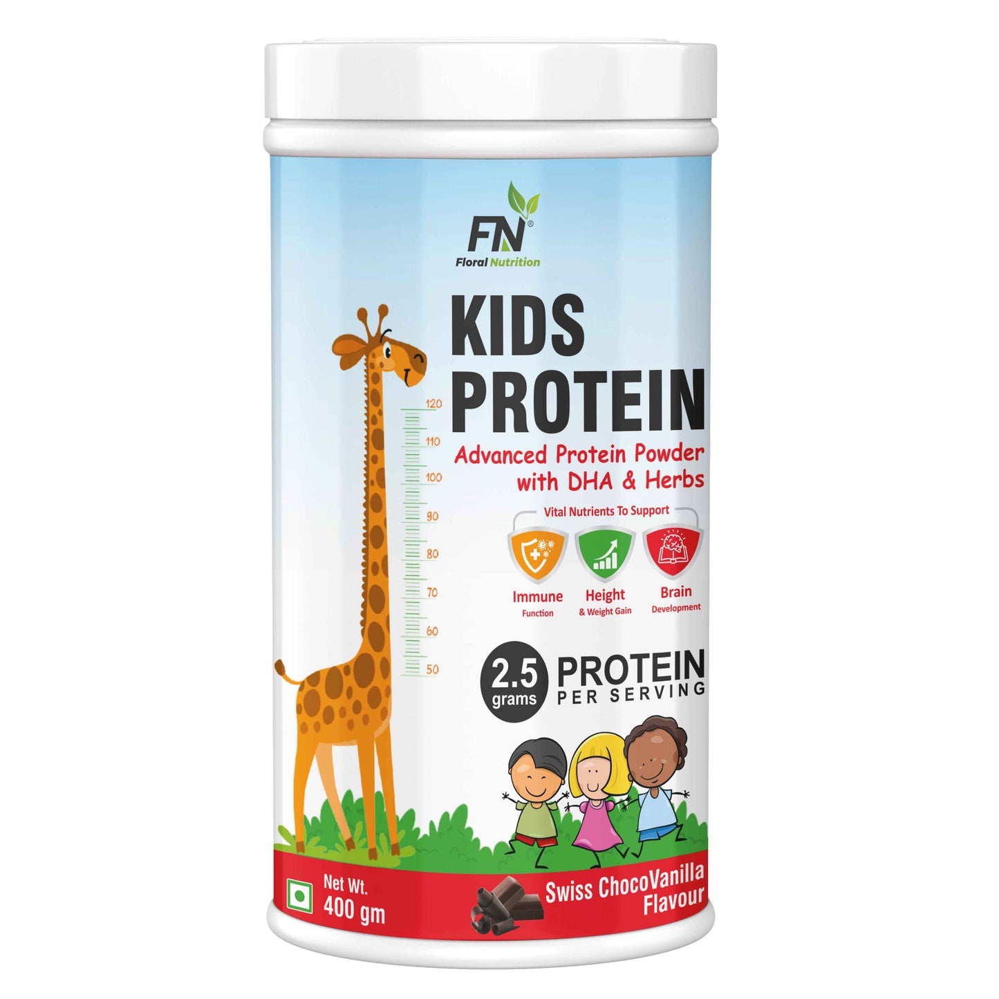 Floral Nutrition Kids Protein Powder with DHA,Vitamin-D for Growth,Immunity, Active and Strong Kid Protein Shake  (400 g, Chocovanilla)