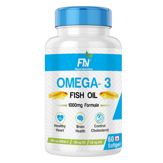 Floral Nutrition Omega 3 1000mg Fish Oil with 180mg EPA and 120mg DHA for Men & Women  (60 Capsules)