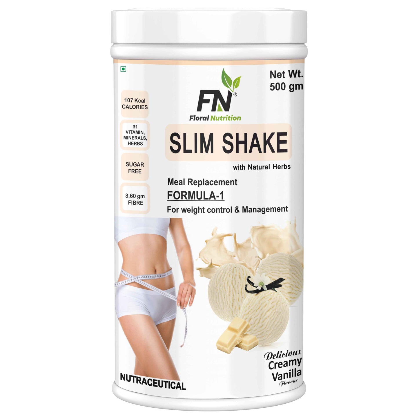 Floral Nutrition Slim Shake Formula 1 with Natural Herb for Weight Control Management Protein Shake Protein Shake  (500 gm)