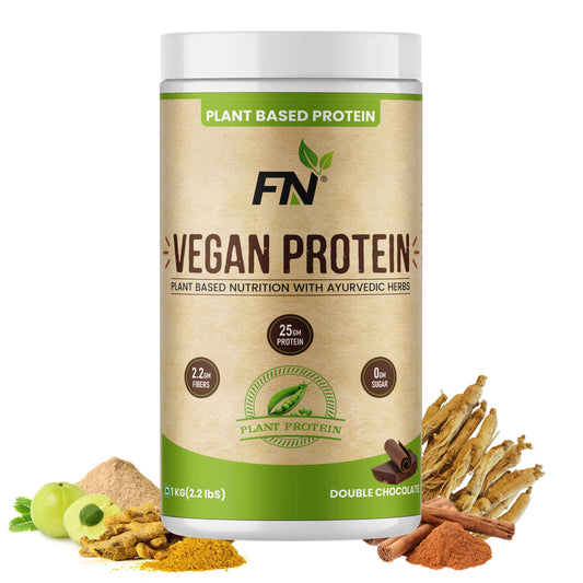 Floral Nutrition 100% Vegan Protein Powder with and Ayurvedic Herbs Ashwagandha, Ginseng Plant-Based Protein  (1 Kg, Double Chocolate)