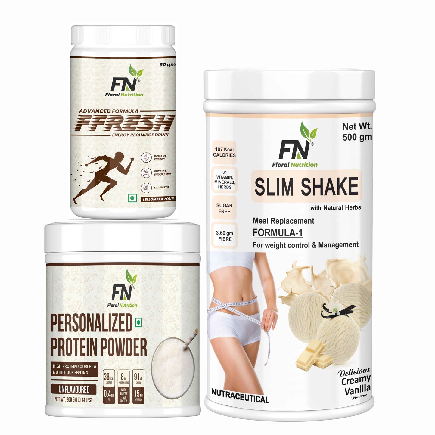 Floral Nutrition Weight Loss Combo F-1, FFresh Lemon & 200gm Personalized Protein Powder-750gm Protein Shake