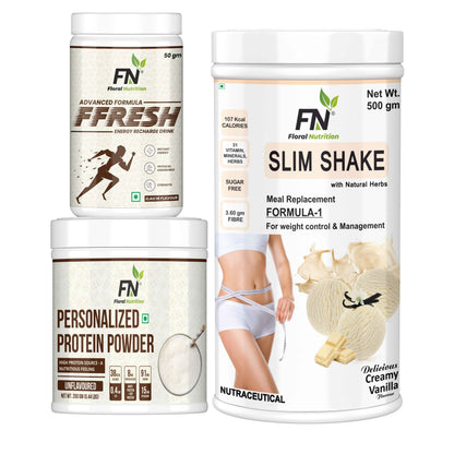 Floral Nutrition Weight Loss Combo Pack Formula 1, Personalized Protein 200gm, FFresh Elaichi 50g Protein Shake  (750 g, Vanilla, Unflavoured, Elaichi)