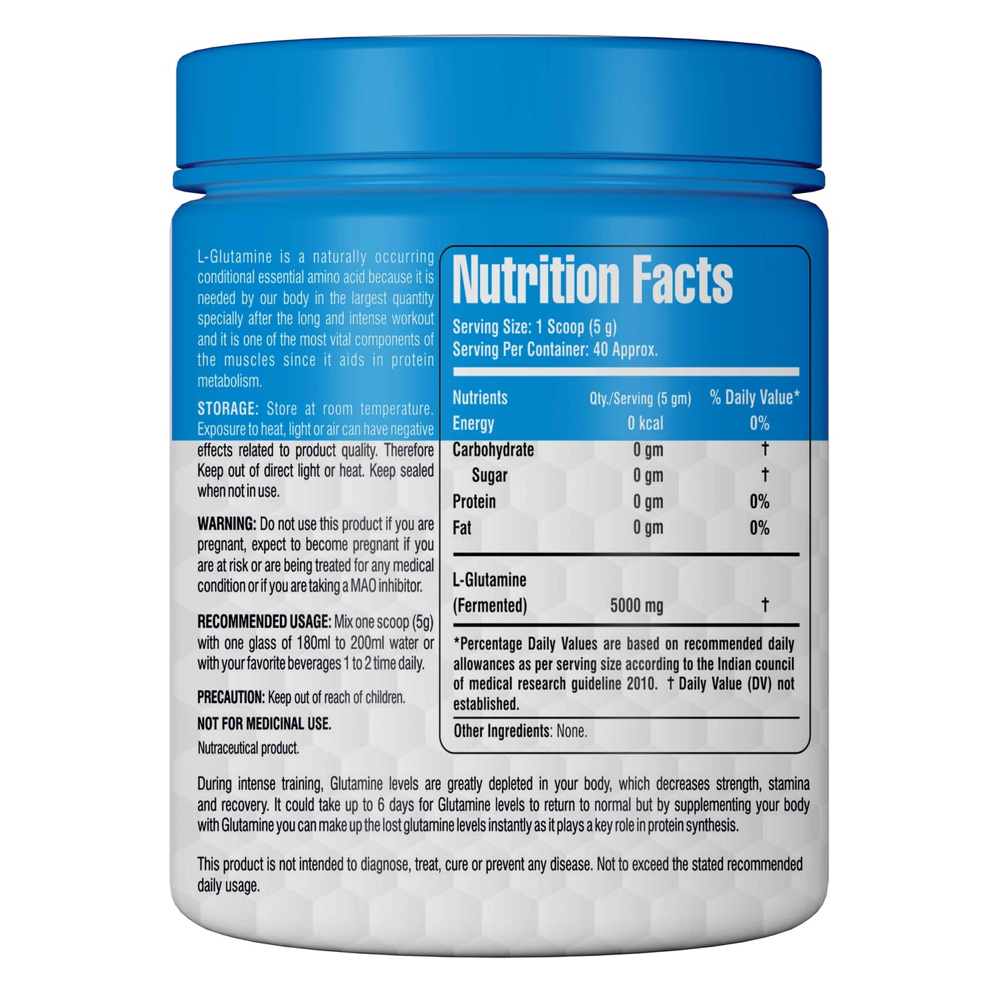 Floral Nutrition Advanced 100% L-Glutamine Powder for Muscle Recovery & Growth (250 gm)