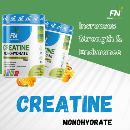 Floral Nutrition Creatine monohydrate Micronized for Intense Workout, Muscle Energy and Power Creatine  (100 g, Mango-Orange)