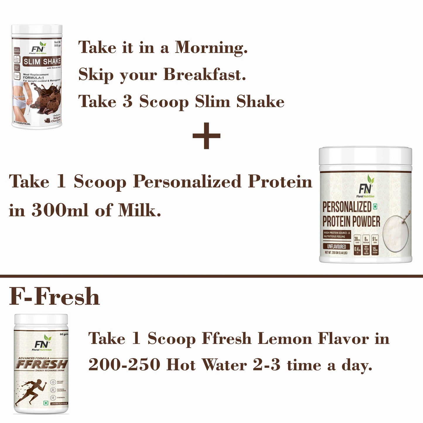 Floral Nutrition Weight Loss Combo F-1, FFresh Lemon & 200gm Personalized Protein Powder-750gm Protein Shake