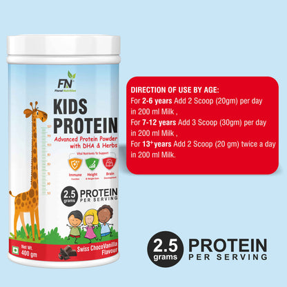 Floral Nutrition Kids Protein Powder with DHA,Vitamin-D for Growth,Immunity, Active and Strong Kid Protein Shake  (400 g, Chocovanilla)