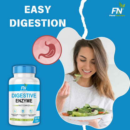 Floral Nutrition Digestive Enzyme Multicomplex for Healthy Gut, Improve Digestion and Immunity  (60 Capsules)