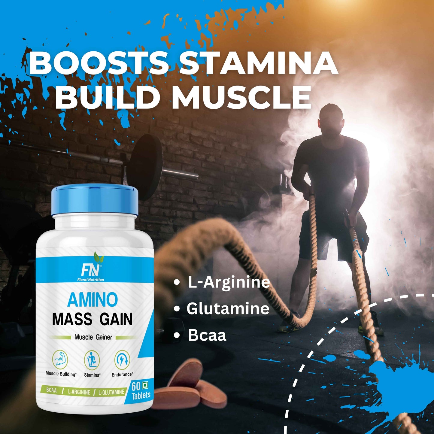 Floral Nutrition Amino Mass  Gain Muscle Gainer tablet- BCAA,Glutamine,L-Arginine Weight Gainer/Mass Gainer BCAA  (60 No, Unflavour)