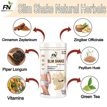 Floral Nutrition Slim Shake Formula 1 with Natural Herb for Weight Control Management Protein Shake Protein Shake  (500 gm)