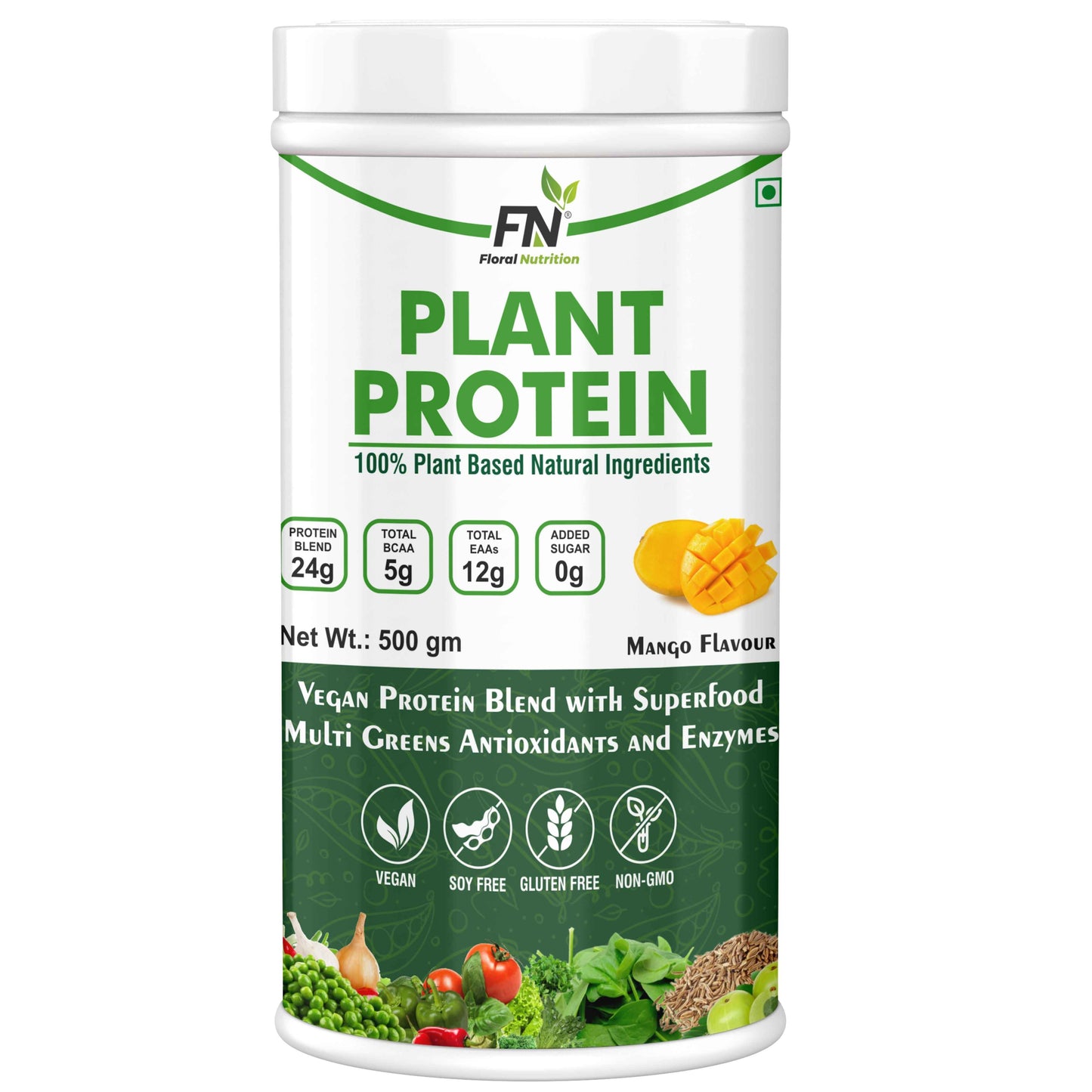 Floral Nutrition 100% Plant Protein Powder with Aminoacids, Vitamins and Minerals Plant-Based Protein (500 gm)