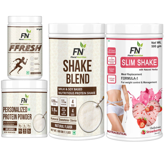 Floral Nutrition Weight Loss Combo Formula 1 + Personalized Protein  Protein Shake  (1250 g, Strawberry, Elaichi, Unflavored, Natural)