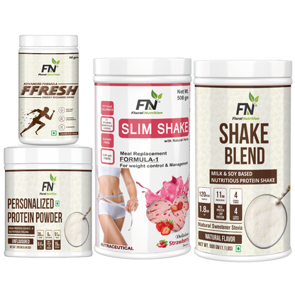 Floral Nutrition Weight Loss Combo Formula 1 Shake, Protein Powder, FFresh Lemon, Shake Blend Nutrition Drink  (4x312.5 g, Strawberry, Lemon, Unflavored, Natural Flavored)